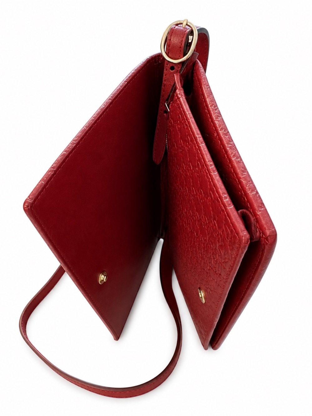 Gucci Microguccissima Leather Crossbody Wallet Bag (RED ROSSO) - Picture 4 of 11